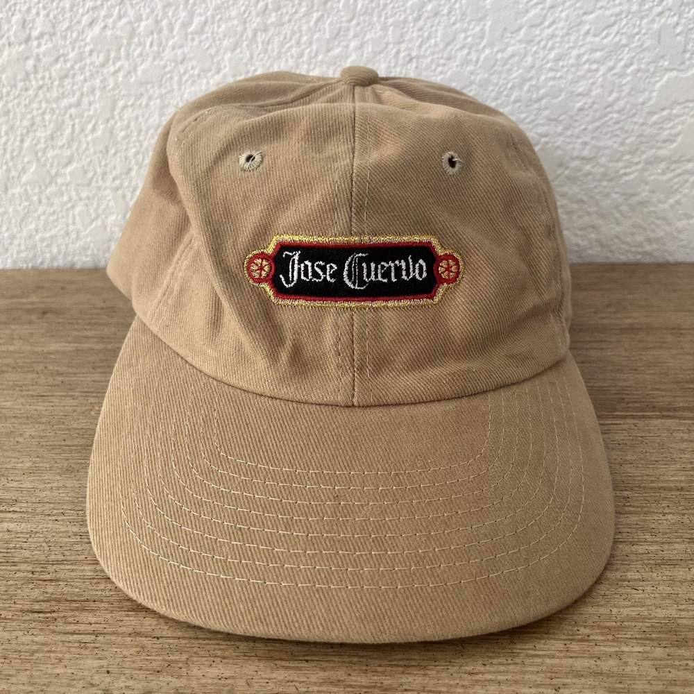 Vintage Jose Cuervo Baseball Cap Hat Trucker Tequila Embroidered Tan 90s Rare